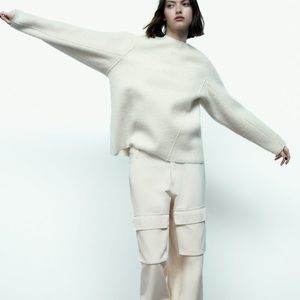 Cream Zara Boucle Sweatshirt